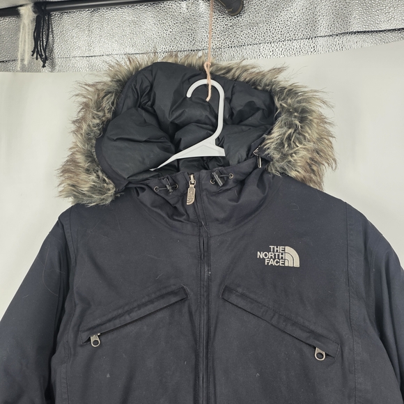 The North Face Black Puffer Coat with Fur Hood - Picture 4 of 6